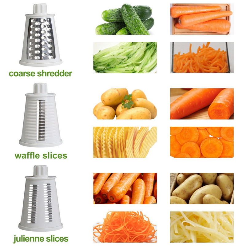 Daugiafunkcis virtuvės daržovių smulkintuvas, profesionalus rankinis sukamasis vaisinių daržovių riešutų trintuvas