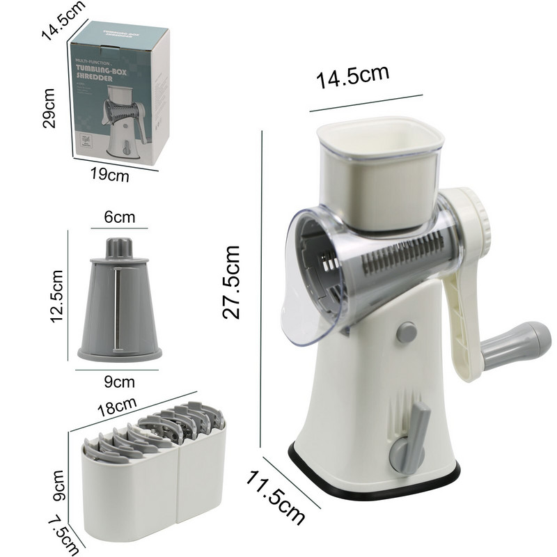 Daugiafunkcis virtuvės daržovių smulkintuvas, profesionalus rankinis sukamasis vaisinių daržovių riešutų trintuvas