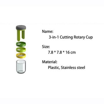 3 σε 1 σπειροειδές χειρός Spiral Rotating Cutter Μεταξωτό Κύπελλο Λαχανικών Τρίφτης Σκόρδου Τρίφτης Κουζίνας Αξεσουάρ εργαλείων κουζίνας