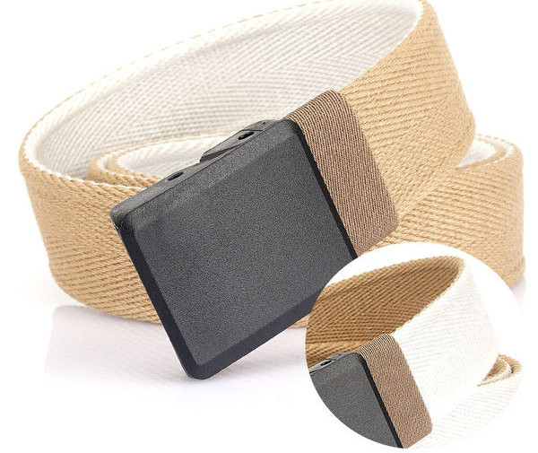 Vyriškas diržas, drobė, kasdienis, universalus, be metalo, plastikinis, sagtis