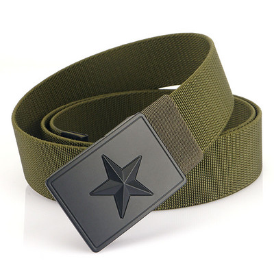Curea elegantă pentru bărbați din material textil cu decor metalic cu stea