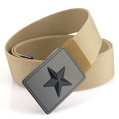 Curea elegantă pentru bărbați din material textil cu decor metalic cu stea