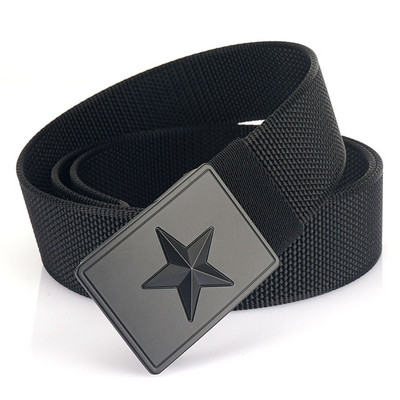 Curea elegantă pentru bărbați din material textil cu decor metalic cu stea