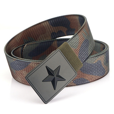 Curea elegantă pentru bărbați din material textil cu decor metalic cu stea