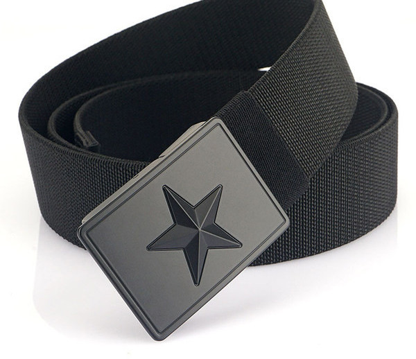 Curea elegantă pentru bărbați din material textil cu decor metalic cu stea