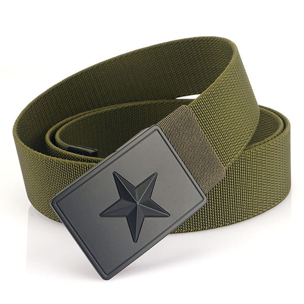 Curea elegantă pentru bărbați din material textil cu decor metalic cu stea