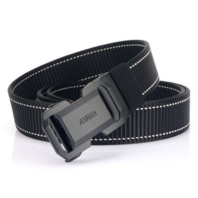 Curea textilă casual bărbătească cu cataramă metalică și inscripție