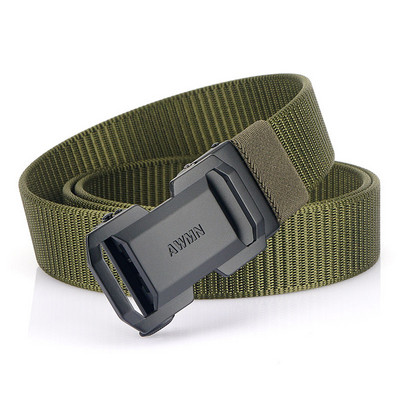 Curea textilă casual bărbătească cu cataramă metalică și inscripție