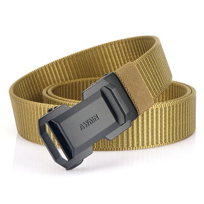 Curea textilă casual bărbătească cu cataramă metalică și inscripție