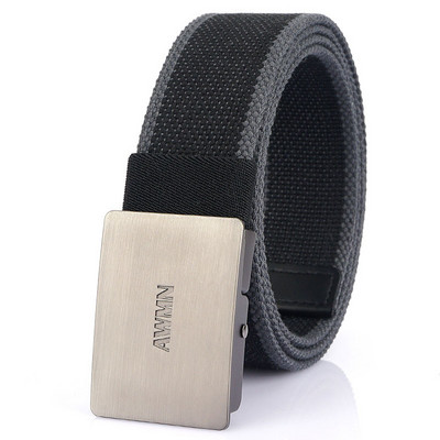 Stílusos férfi öv textilből, fém csattal