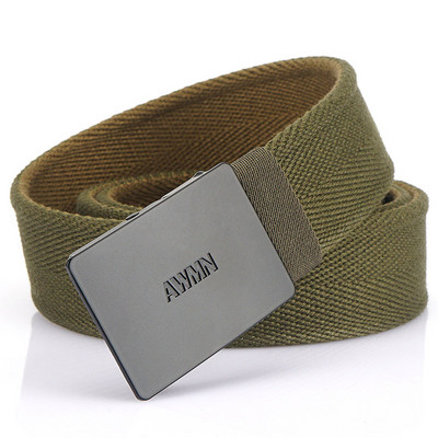 Stílusos férfi öv textilből, fém csattal