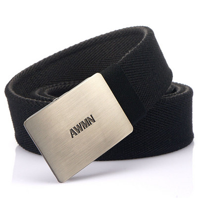 Stílusos férfi öv textilből, fém csattal