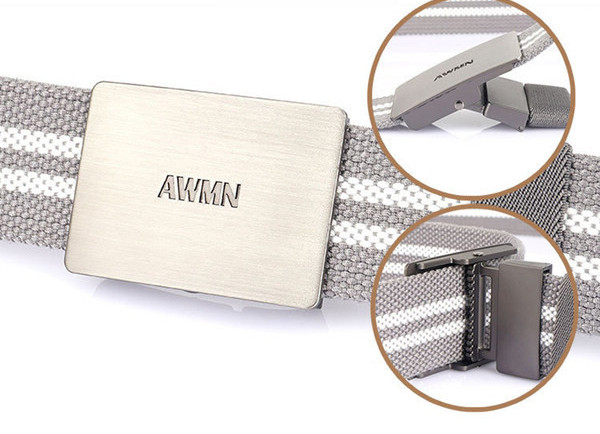 Stílusos férfi öv textilből, fém csattal