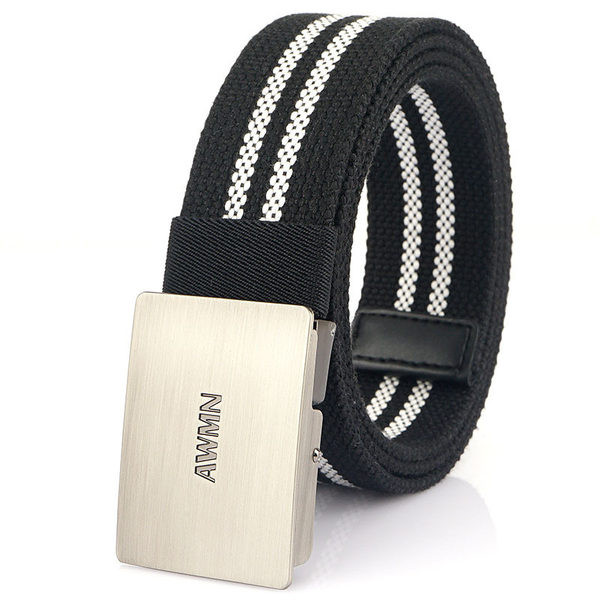 Stílusos férfi öv textilből, fém csattal