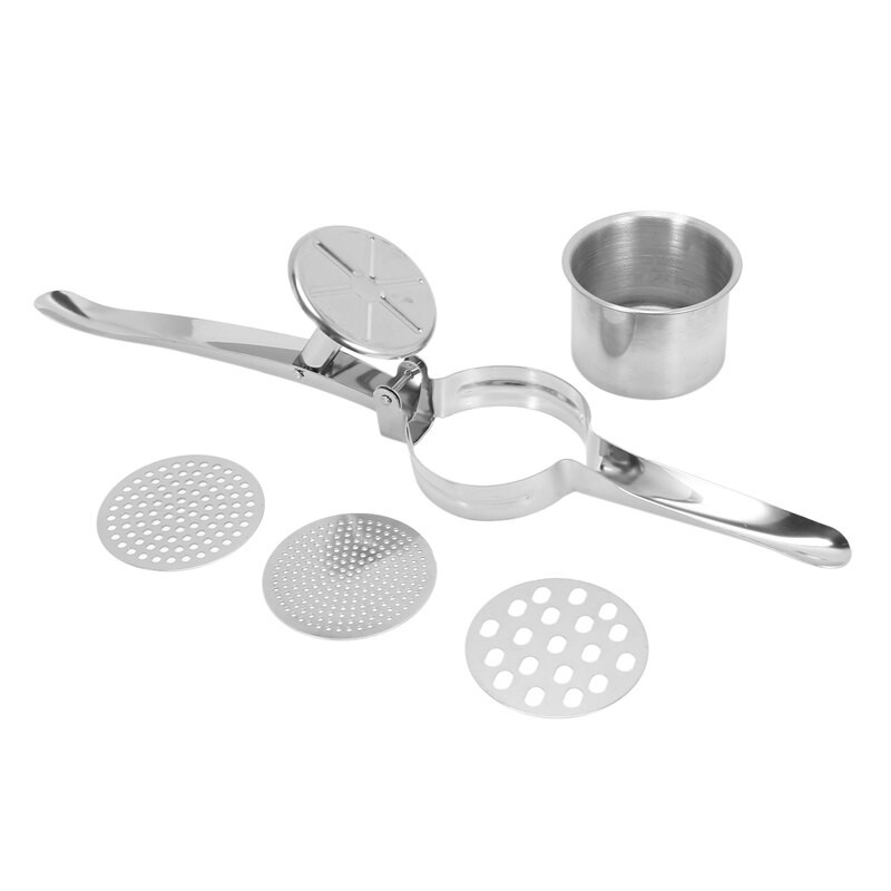 Rozsdamentes acél burgonyatörőgép 3 cserélhető koronggal finom, közepes és durva, könnyen használható burgonyához