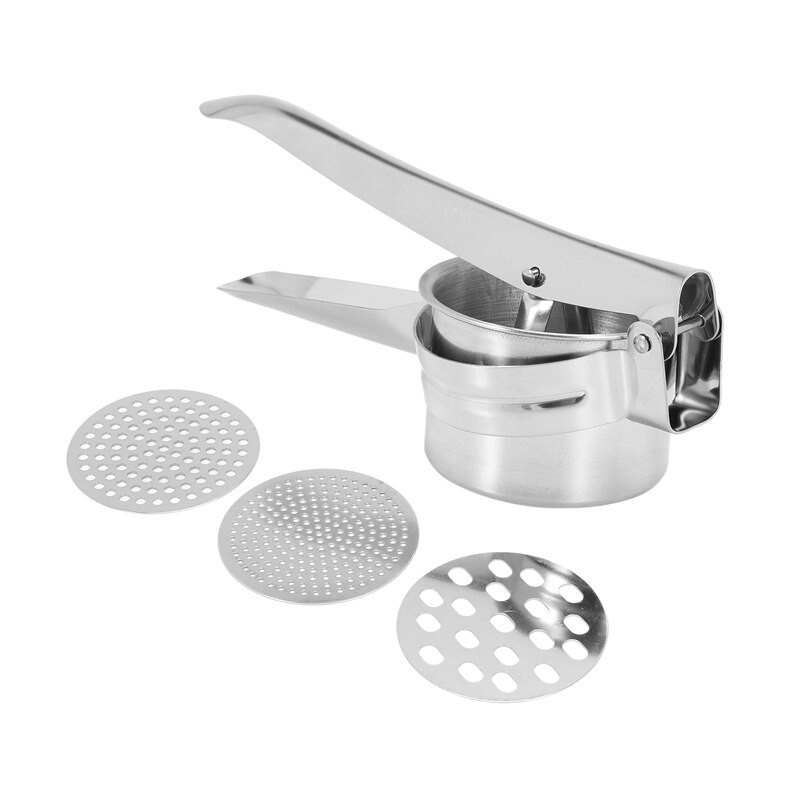 Rozsdamentes acél burgonyatörőgép 3 cserélhető koronggal finom, közepes és durva, könnyen használható burgonyához