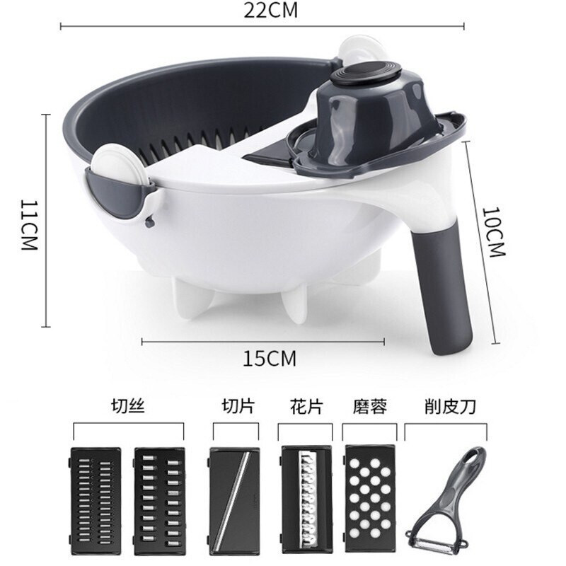 7 az 1-ben többfunkciós Groentesnijder Huishoudelijke Burgonyaszeletelő Chip Snijmachine Radijs Rasp Konyhai eszközök Groente Cutter
