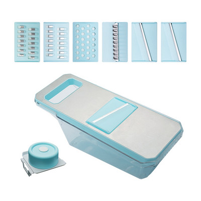 Praktiškas gaminimo įrankis, neslystantis, 6 peiliukai, vaisių trintuvas, daržovių pjaustytuvas su nutekėjimo krepšeliu, rankų apsauga, smulkinimo namų virtuvė