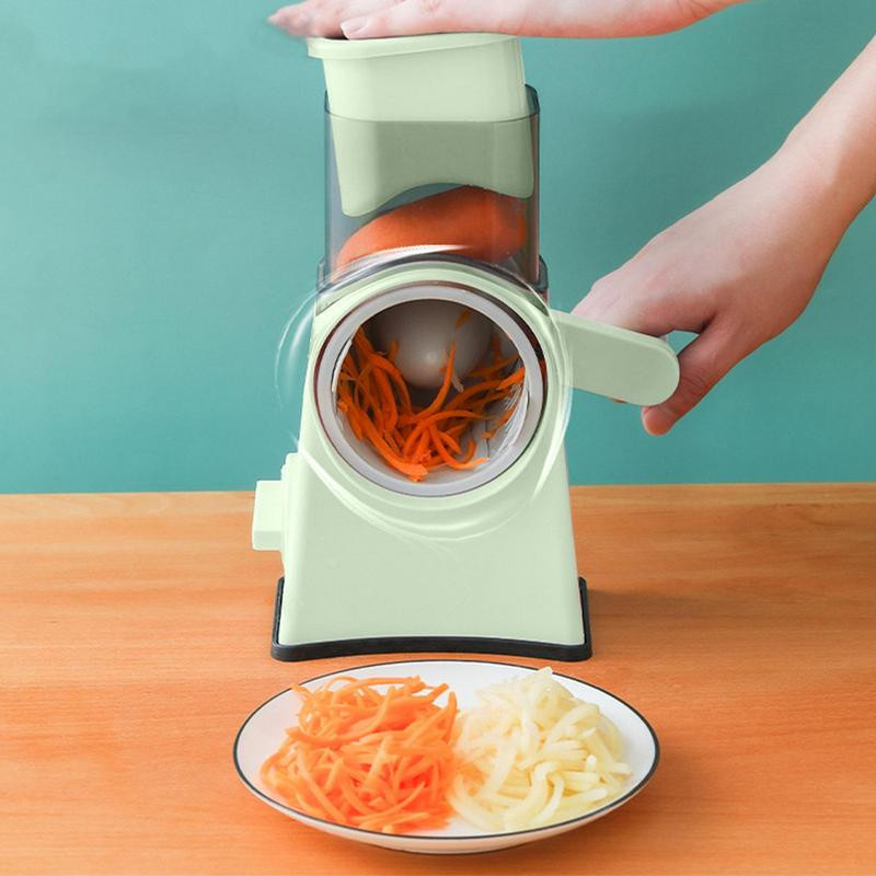 Rotációs sajtreszelő, többfunkciós dobos zöldségvágó 3 pengével Konyhai kézi zöldségszeletelő burgonya répához