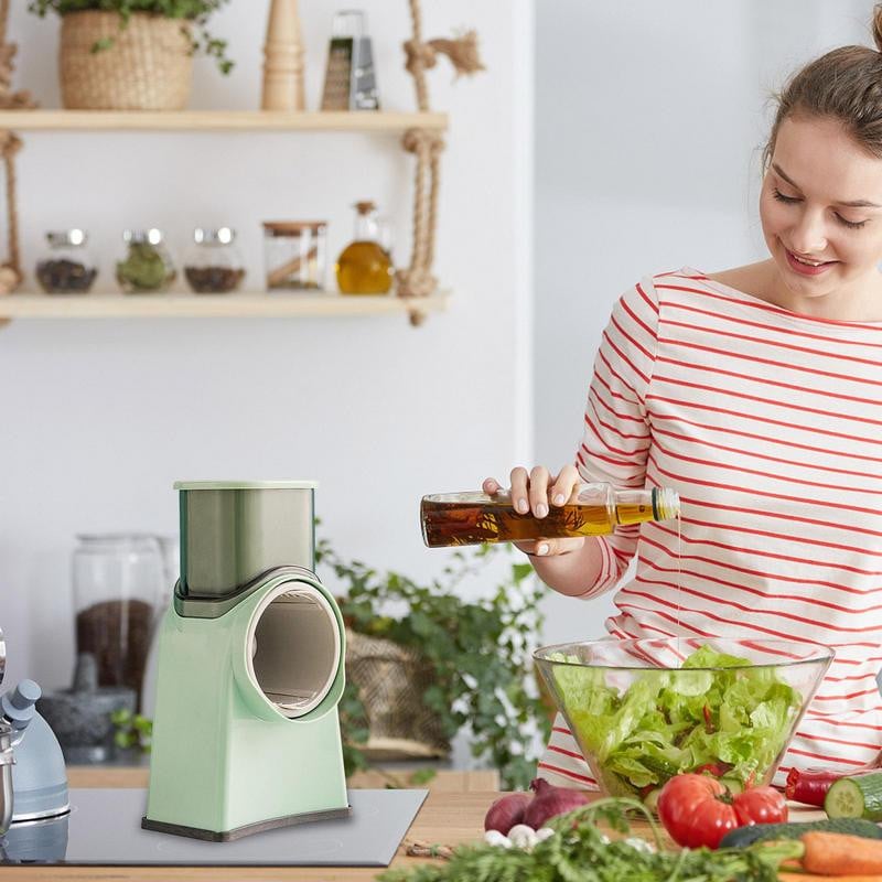 Rotációs sajtreszelő, többfunkciós dobos zöldségvágó 3 pengével Konyhai kézi zöldségszeletelő burgonya répához