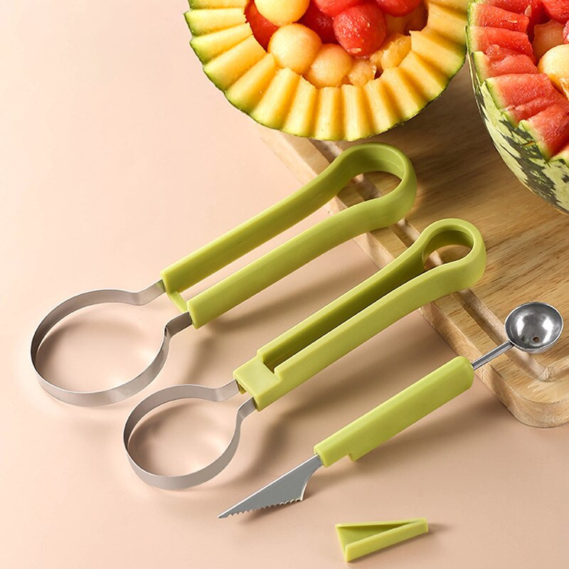 3 az 1-ben görögdinnyevágó gyümölcsásó labdafaragó készlet pépleválasztó Új edények konyhai és háztartási eszközök gyerekeknek