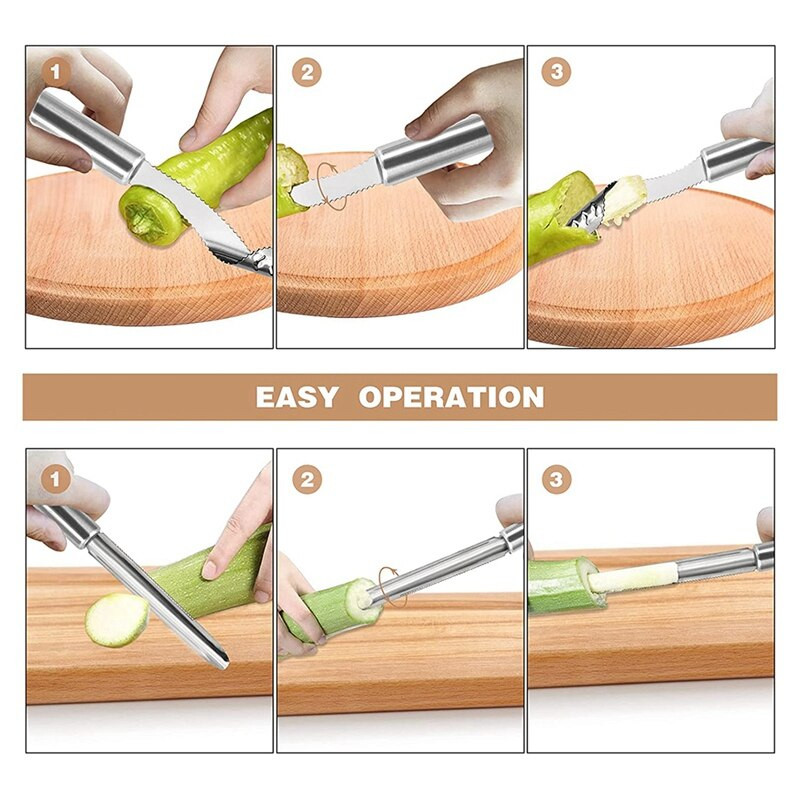 6 db Jalapeno paprikamagozó szerszám, rozsdamentes acél gyümölcs- és zöldségmagmag, meggykorsó cukkinimag