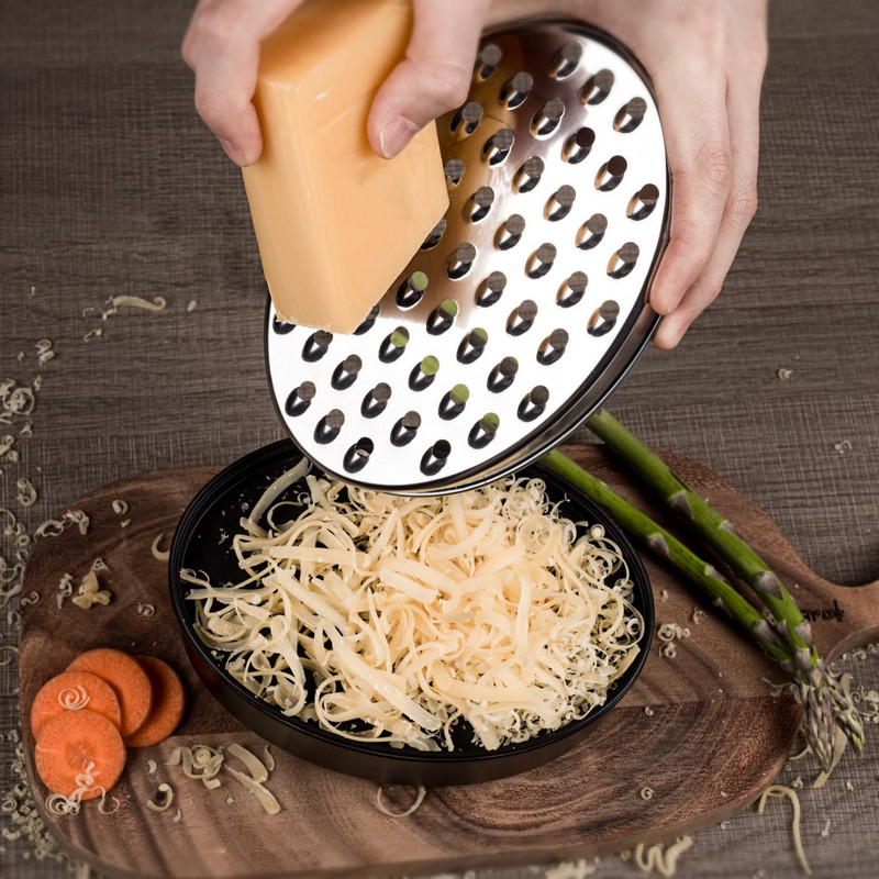 Sajtreszelő légmentesen záródó tároló tartállyal, zöldség aprító, konyhai vágógép, sajt- és zöldségaprító (2 az 1-ben)