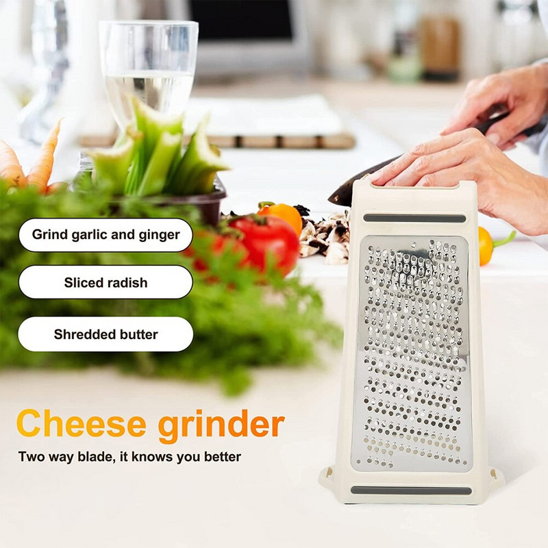 Sajtos doboz reszelő zöldségekhez Parmezán szeletelő kétoldalas kivehető tartály rozsdamentes acél penge szerszám konyhai kiegészítők