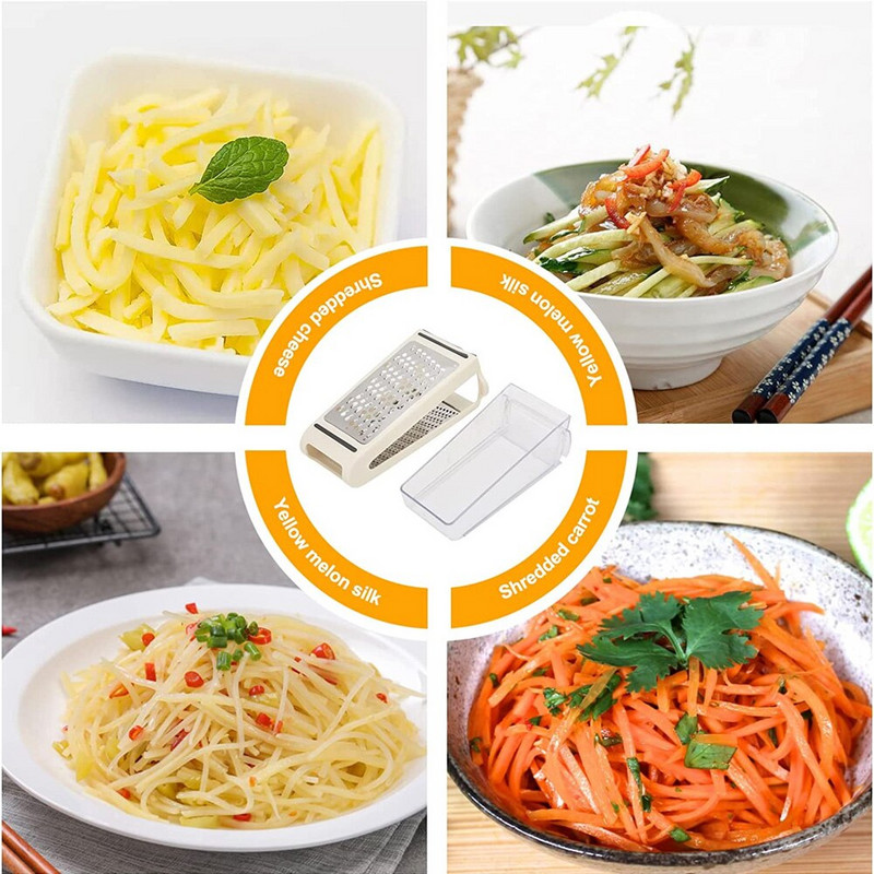 Sajtos doboz reszelő zöldségekhez Parmezán szeletelő kétoldalas kivehető tartály rozsdamentes acél penge szerszám konyhai kiegészítők