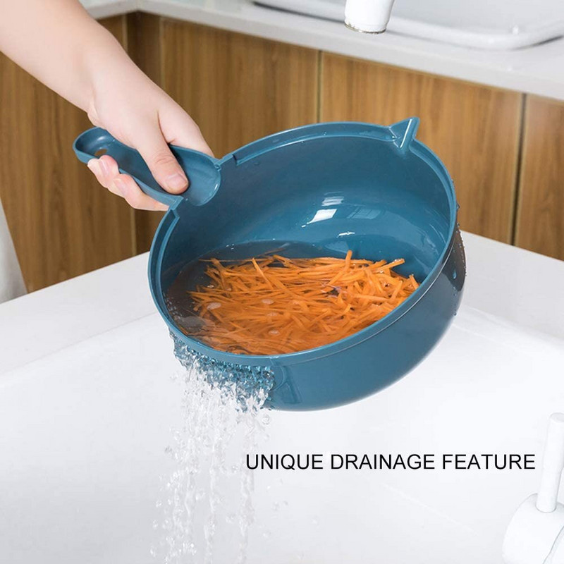 Zöldségvágó zöldségaprító rozsdamentes acél pengéjű szűrőszűrő kosártartó saláta mandolin szeletelő konyhai kiegészítők