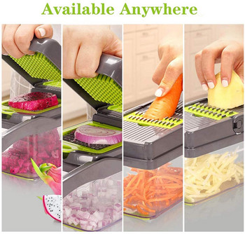 12 σε 1 Veggie Chopper Food Chopper Λαχανικών-Φρούτων-Τυρι-Κρεμμυδιού Κόφτης Κόφτης Ντομάτα Τρίφτης Σετ gadget κουζίνας