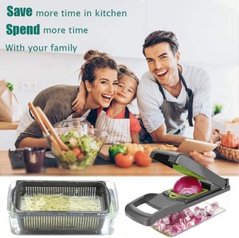 12 σε 1 Veggie Chopper Food Chopper Λαχανικών-Φρούτων-Τυρι-Κρεμμυδιού Κόφτης Κόφτης Ντομάτα Τρίφτης Σετ gadget κουζίνας