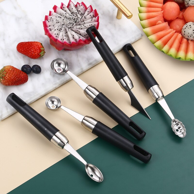 Лопатка за пъпеши 2 в 1, двустранна лъжица за топене на плодове, кухненски инструмент за правене на топки за изрязване на плодове Лъжица за сладолед MS-313