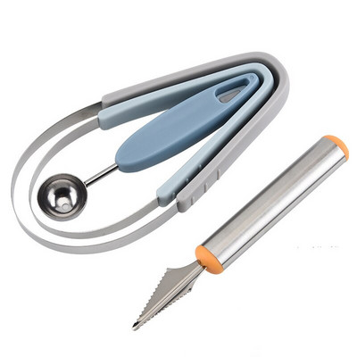 Patvarus nerūdijantis plienas, 3 viename rinkinys, kasamas vaisių rutuliukas kaušelis nuo įrankių rankena Melionų vaisių separatorius, buitinės virtuvės reikmenys