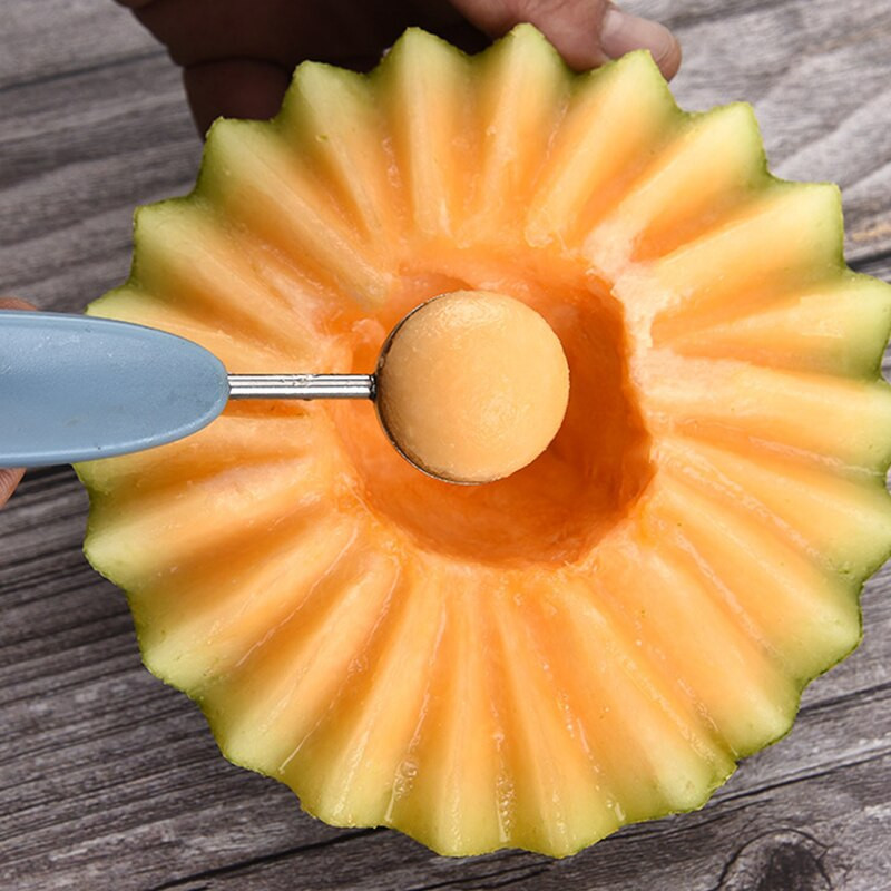 Patvarus nerūdijantis plienas, 3 viename rinkinys, kasamas vaisių rutuliukas kaušelis nuo įrankių rankena Melionų vaisių separatorius, buitinės virtuvės reikmenys