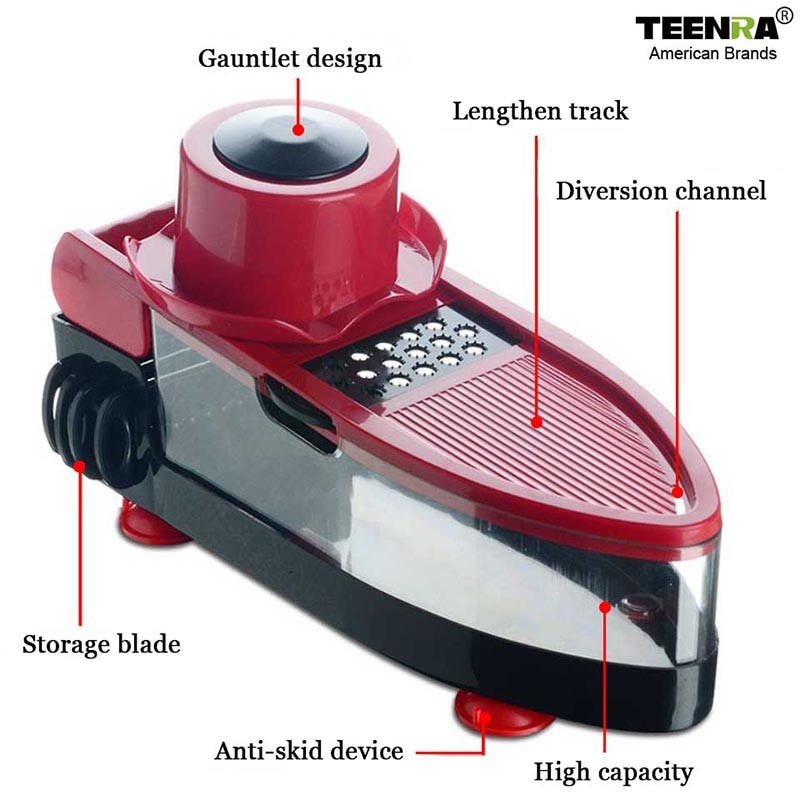 TEENRA 1Szett Csúszásmentes Multi Zöldségszeletelő Mandolinreszelő 4 Az 1-ben Zöldségszeletelő Burgonyarépavágó Konyhai Szerszám Aprító