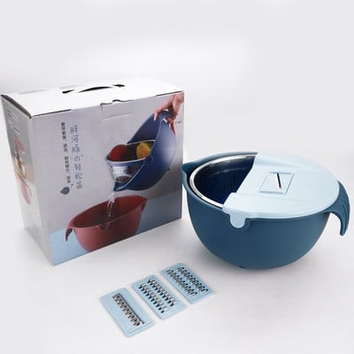 7 az 1-ben, kétrétegű, forgó zöldség- és gyümölcslecsapoló- és törlőedény 304 rozsdamentes acél, többcélú burgonyareszelő