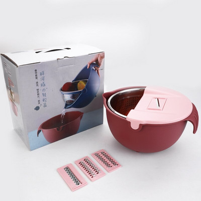 7 az 1-ben, kétrétegű, forgó zöldség- és gyümölcslecsapoló- és törlőedény 304 rozsdamentes acél, többcélú burgonyareszelő