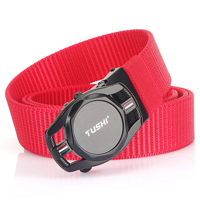 Férfi modern textil öv fém csattal és felirattal