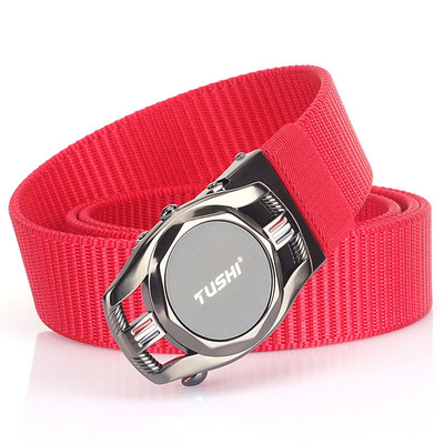 Férfi modern textil öv fém csattal és felirattal