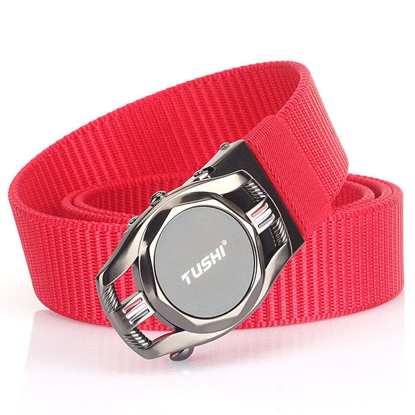 Férfi modern textil öv fém csattal és felirattal