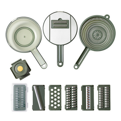 Többfunkciós zöldségvágó aprító szeletelő kosárral Gyümölcs burgonya aprító sárgarépa reszelő konyhai eszköz