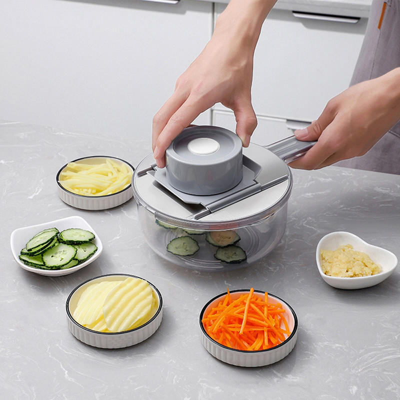 Többfunkciós zöldségvágó aprító szeletelő kosárral Gyümölcs burgonya aprító sárgarépa reszelő konyhai eszköz