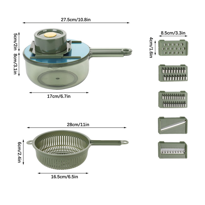 Többfunkciós zöldségvágó aprító szeletelő kosárral Gyümölcs burgonya aprító sárgarépa reszelő konyhai eszköz