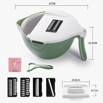 Zöldségvágó Gyümölcslefolyó kosár Burgonyaszeletelő Reszelő Konyha Háztartási Multifunkciós Zöldség aprító