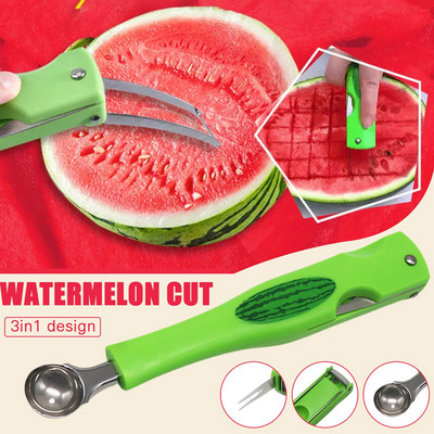 Pulpe de fructe Lingură 3 în 1 Tocat pepene verde Instrument de bucătărie din oțel inoxidabil Practic Practic