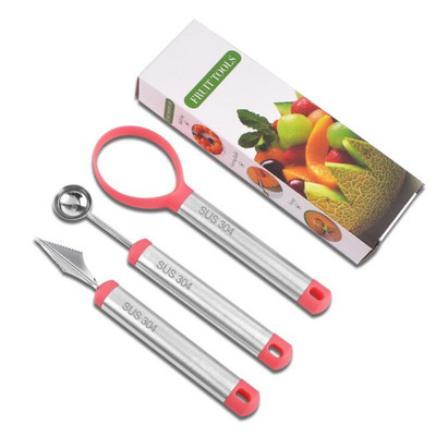 3 vnt. vaisių drožimo peilis nerūdijančio plieno meliono šaukštas arbūzų pjaustytuvas ledų kasimo kaušelis virtuvės vaisių skustukas virtuvės prietaisai
