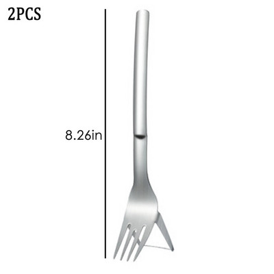 2 az 1-ben görögdinnyeszeletelő villával Tartós görögdinnyevágó rozsdamentes acél görögdinnyevágó vonalzó gyümölcstálhoz