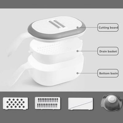 6 az 1-ben többfunkciós zöldségvágó burgonya szeletelő sárgarépa reszelő Konyhai kiegészítők Kütyük Acél pengéjű konyhai eszköz