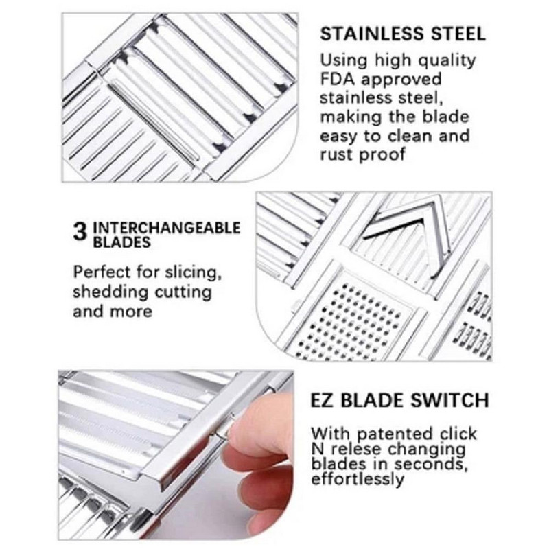 Többfunkciós 4 pengéjű zöldségszeletelő rozsdamentes acél, több pengével állítható, állítható hámozó aprító reszelő konyhai eszközök